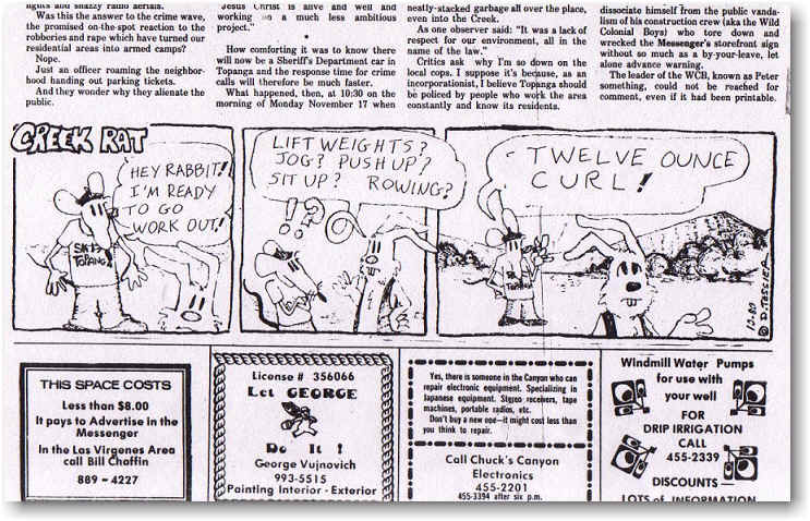 First published Creek Rat comic strip