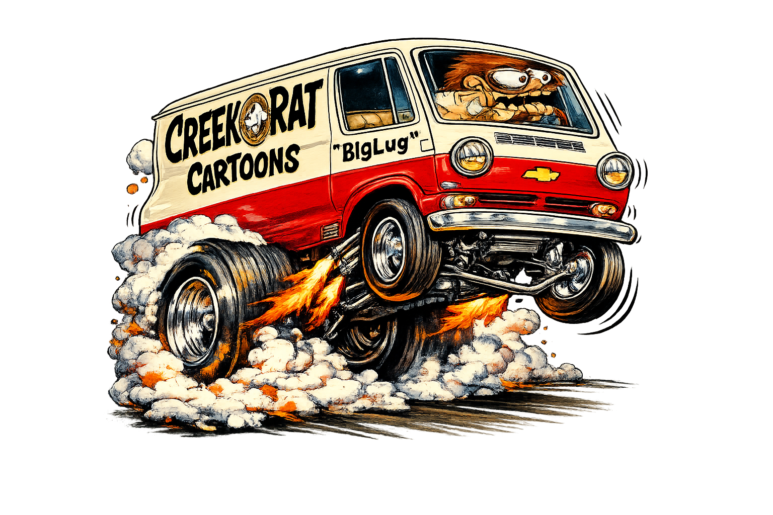 Creek Rat vintage decal art
